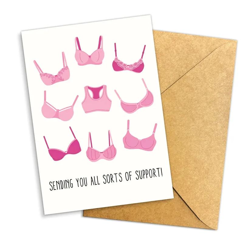 Support Bras Card: Pink Bras With a Kind Message