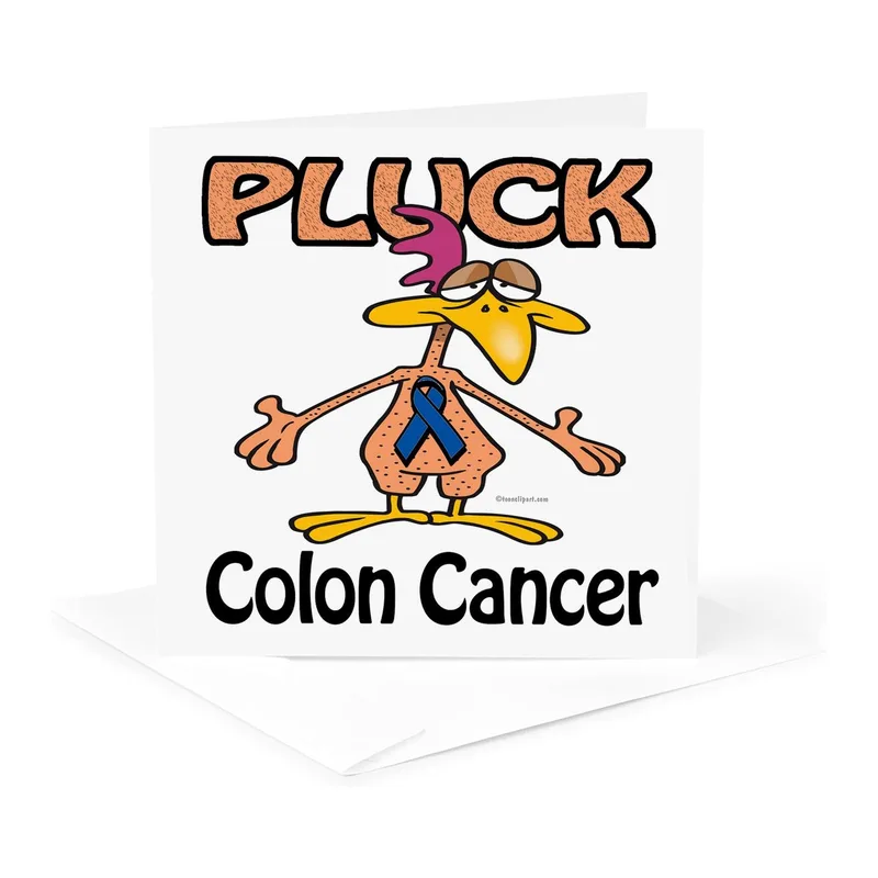 Colon Cancer Awareness Card with a Plucky Chicken