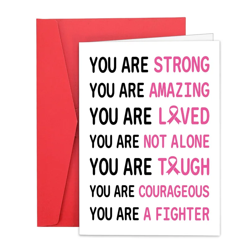 Breast Cancer Encouragement Card with Seven Pink Ribbon Affirmations