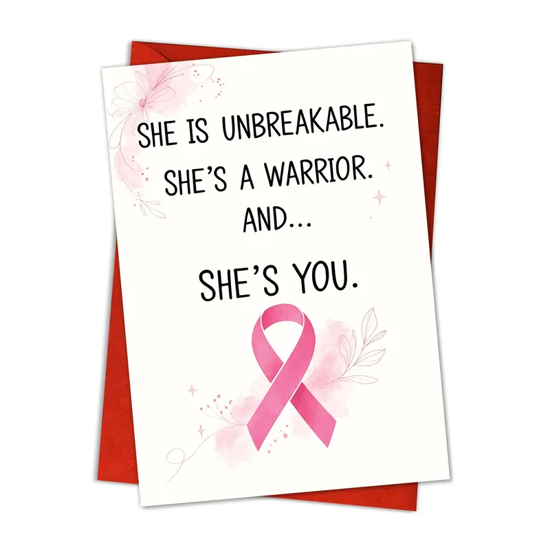 Survivor Encouragement Card with Pink Ribbon Florals
