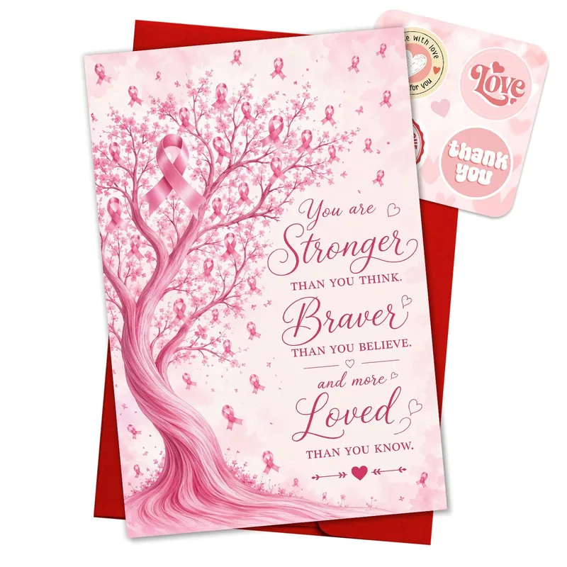 Pink Ribbon Encouragement Card for Anyone Facing a Hard Road