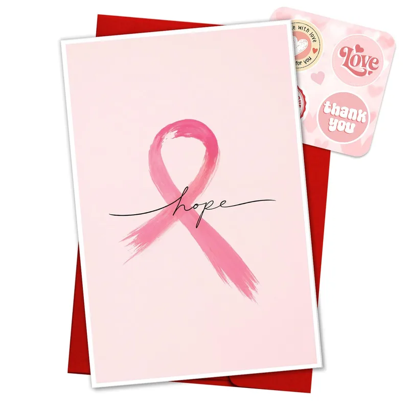 Breast Cancer Awareness Card with a Hopeful Pink Ribbon