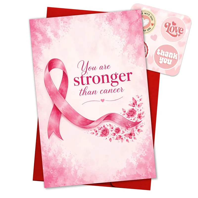 Cancer Survivor Encouragement Card with Pink Ribbon
