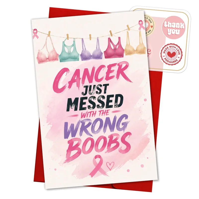 Cancer Just Messed Card: Wrong Boobs Get Well Card