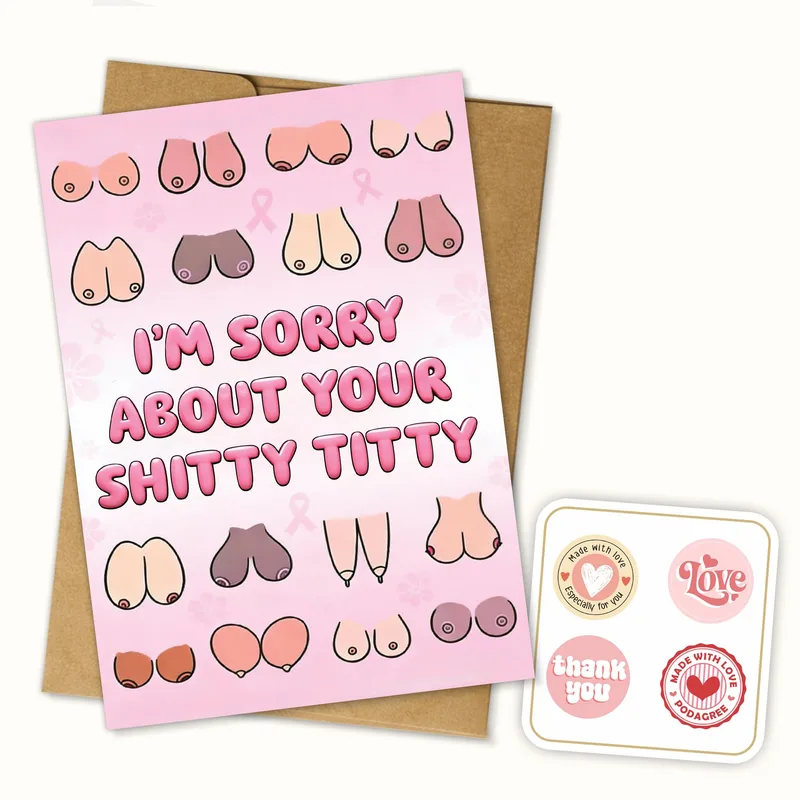 Sorry About Your Diagnosis Card: Pink Breast Illustrations