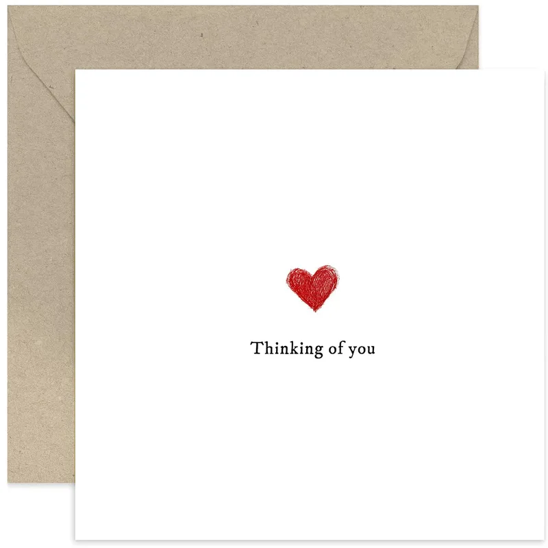 Red Heart Card: Simple Red Pencil Heart Design for Support