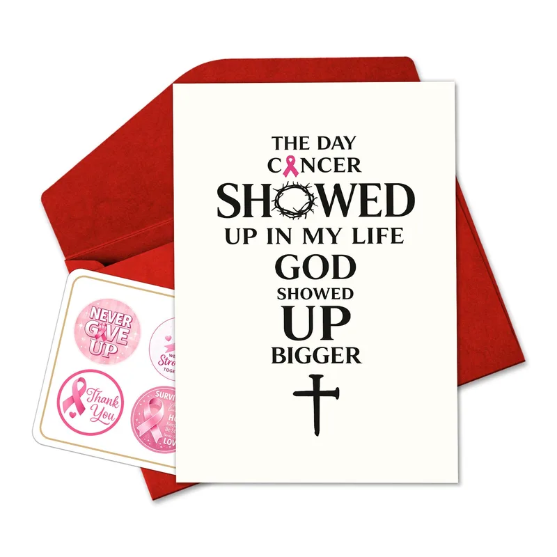 Faith Cancer Card: God Showed Up Bigger Design