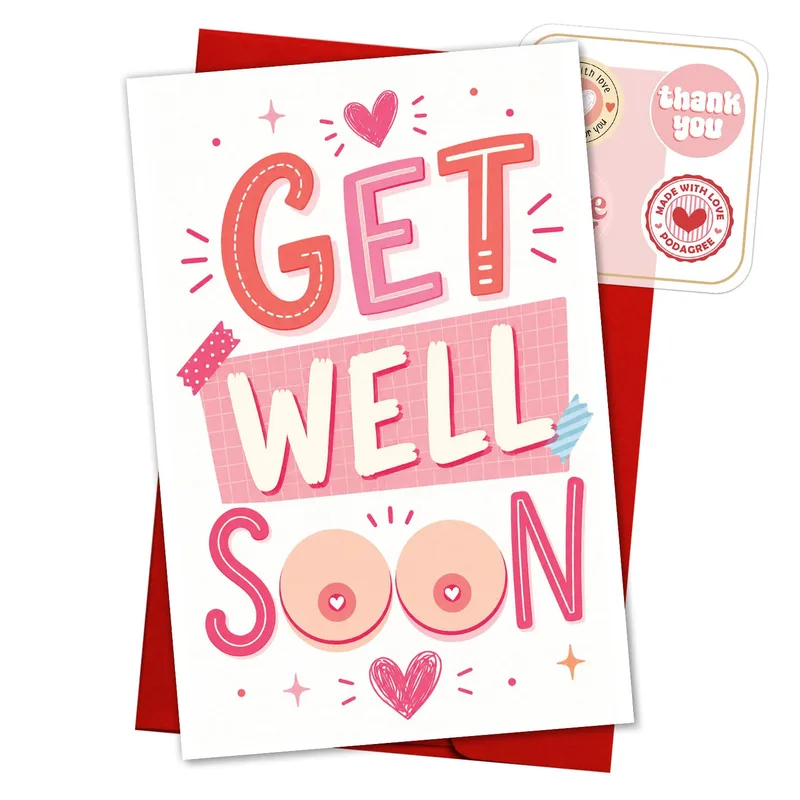Pink Playful Typography Card for Breast Cancer Support and Recovery