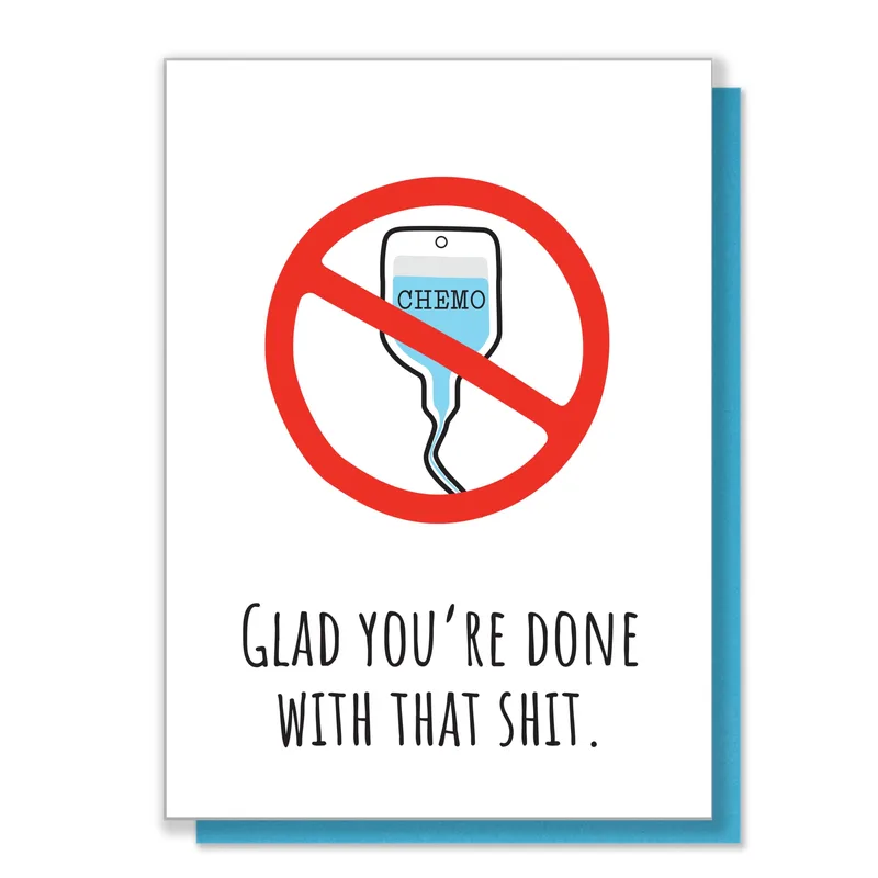 Sign Chemo Bag Cancer Support Card Celebrating Treatment End