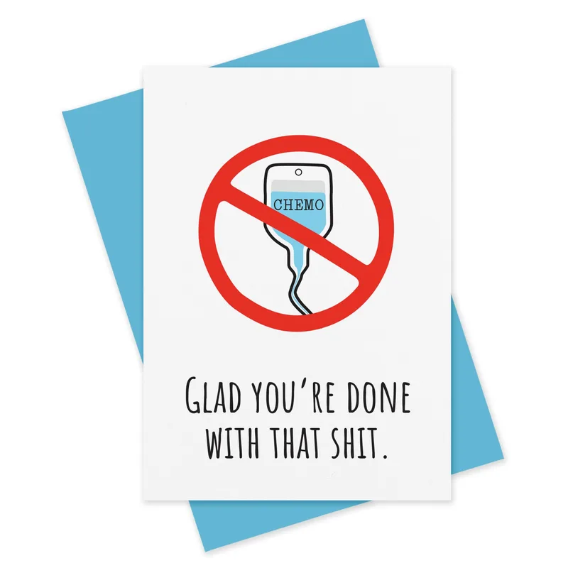 Red Prohibition Sign Chemo Card Celebrating Treatment End