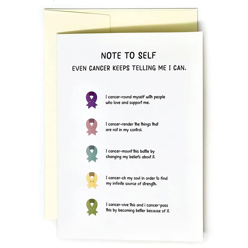 Note to Self Cancer Support Card: A Witty Reminder of Resilience