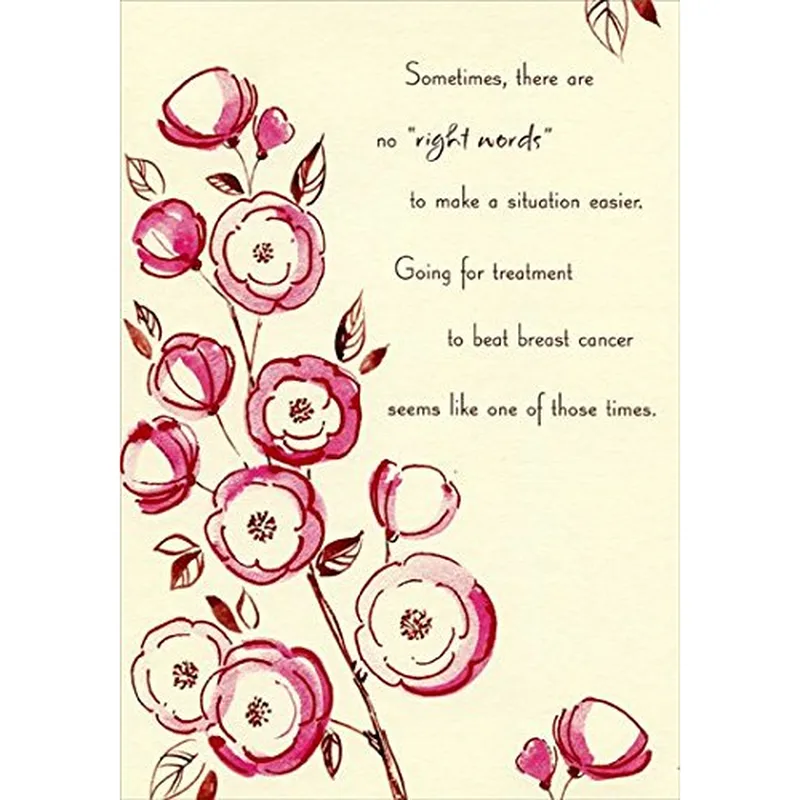 Pink Floral Border Cancer Support Card Acknowledges