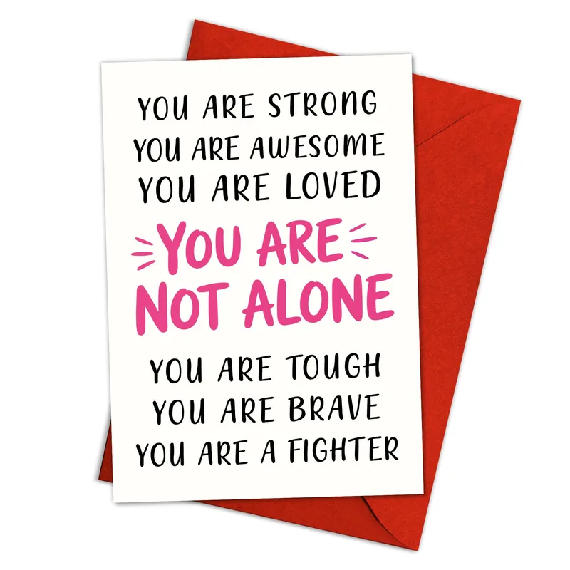 Red Envelope Pink Cancer Support Card: You Are Not Alone Message