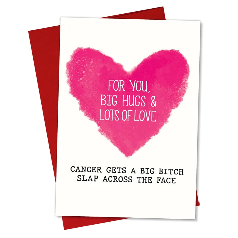 Pink Heart Card Cancer Support Card featuring a bold watercolor heart