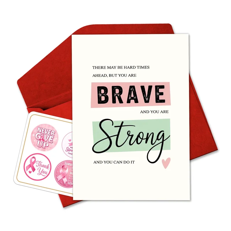 Black Pink Bold Cancer Support Card for Someone Fighting Breast Cancer