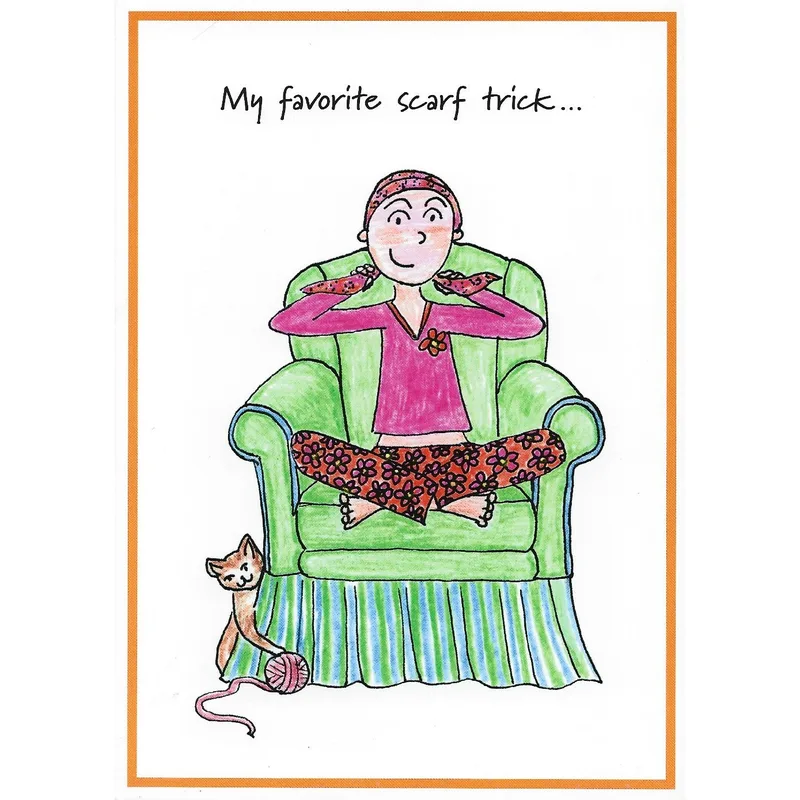 Woman Green Armchair Cancer Support Card featuring a woman