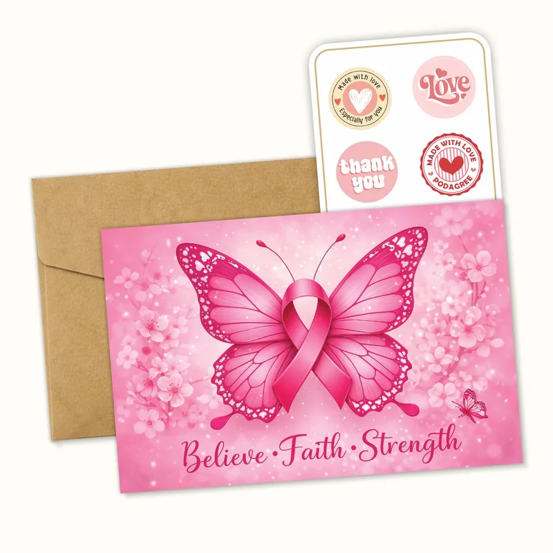 Pink Butterfly Blossoms Encouragement Card for Recovery