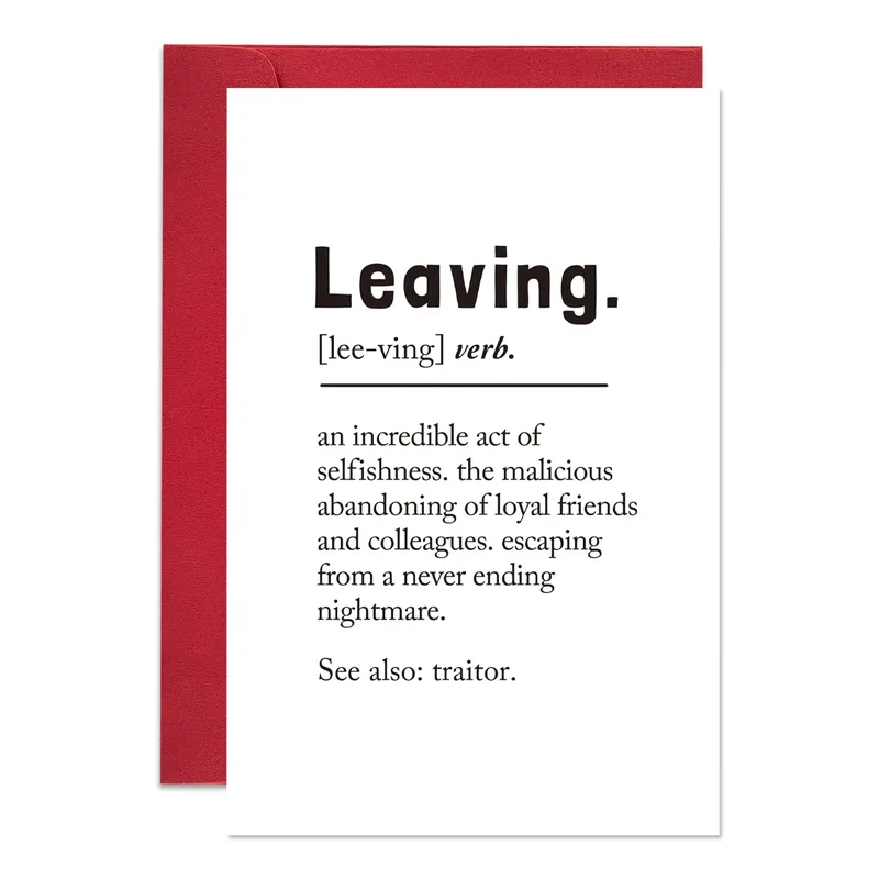 Leaving Definition Card for a Coworker Who Is Moving On