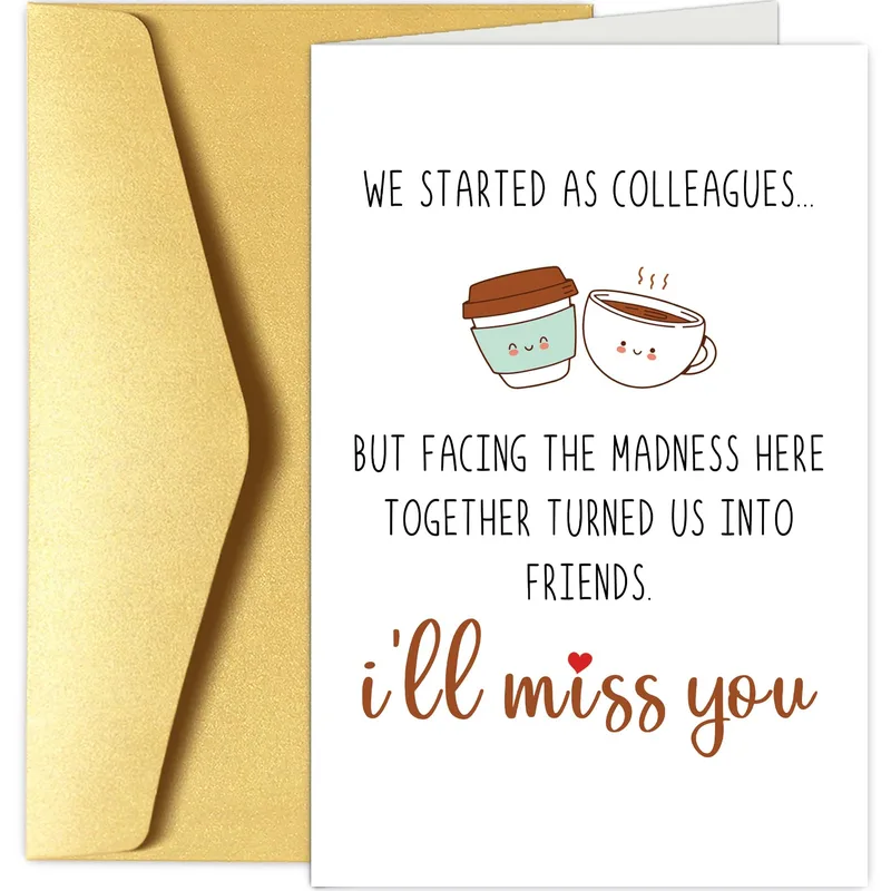 Colleague Leaving Card with Coffee Cups and a Friendly Goodbye