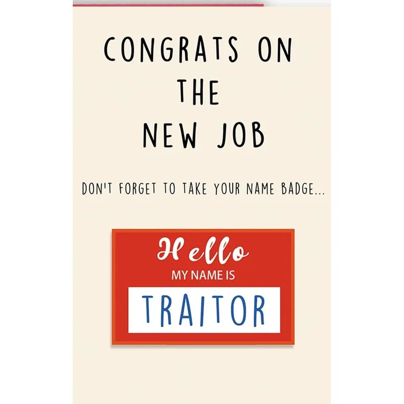 New Job Traitor Card: Name Badge Joke for a Coworker