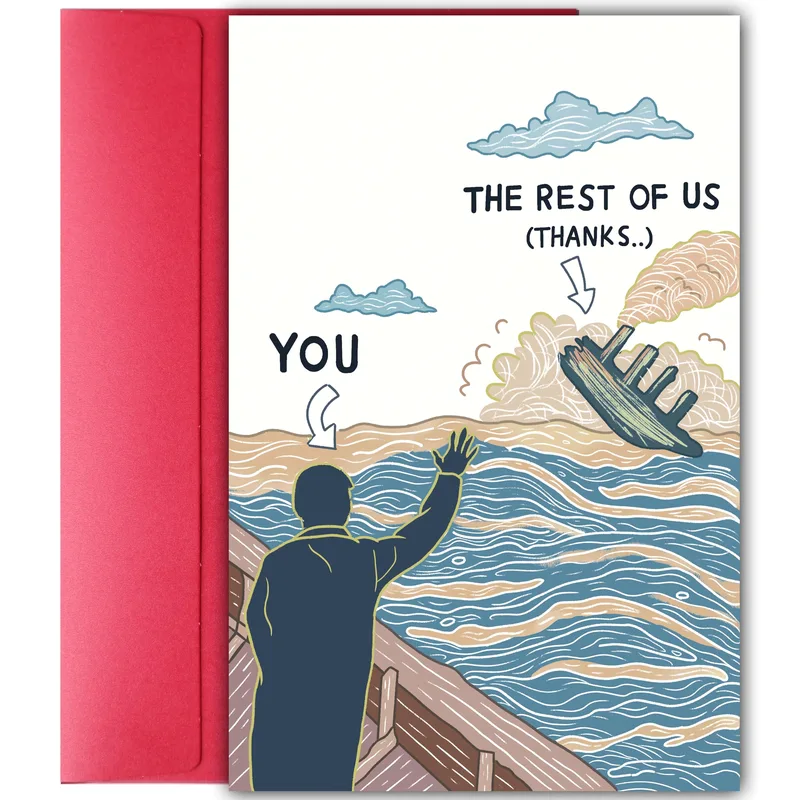 Farewell Thanks Card: A Sinking Ship Joke for Leaving Coworkers