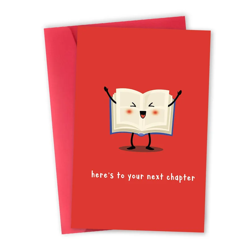 Book Lover Card: a cheerful open book cheering you on