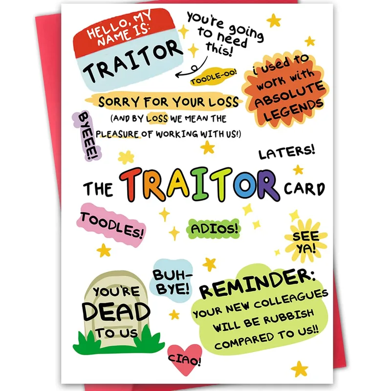 Traitor Goodbye Card for a Coworker Who Is Leaving