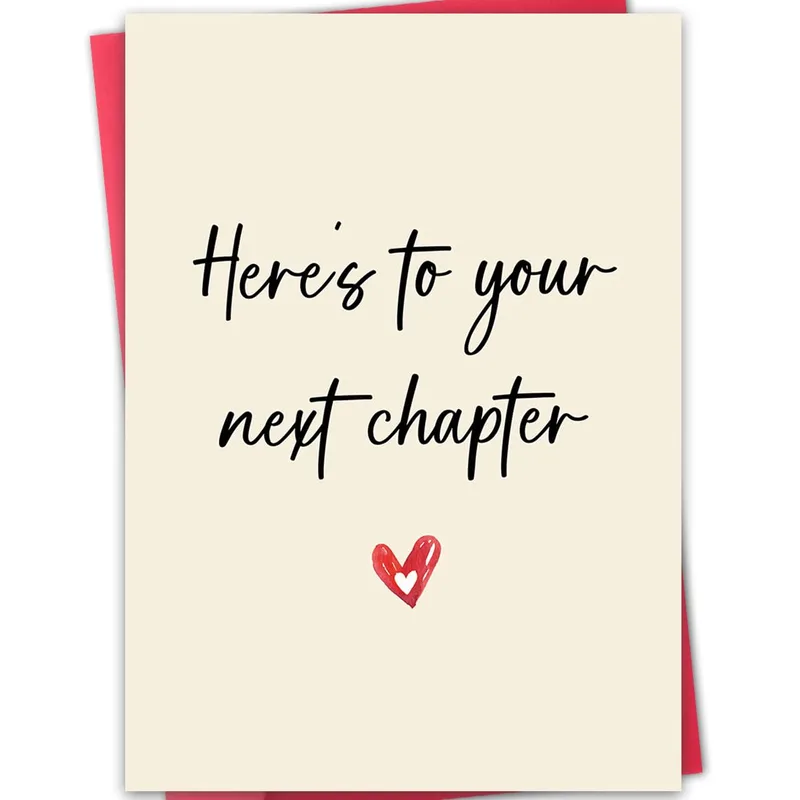 Black Script Text Red Card: Here's to Your Next Chapter