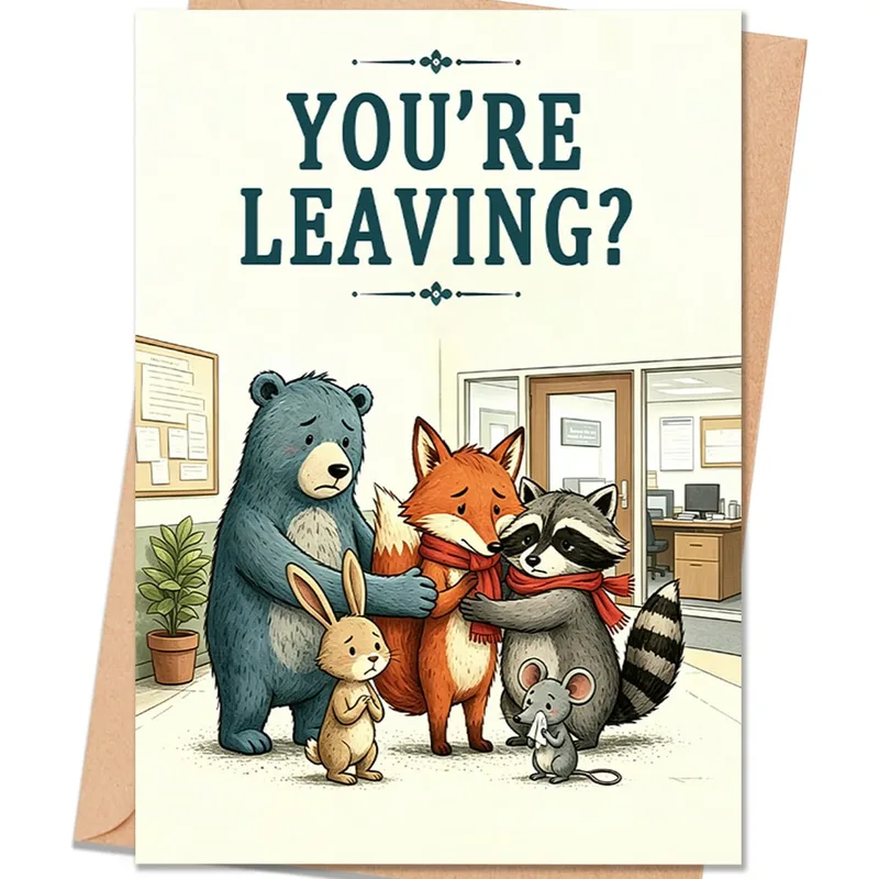 Farewell Card: Woodland Friends Ask, You're Leaving?