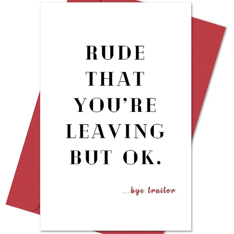 Bye Traitor Card: Funny Farewell for a Coworker Leaving