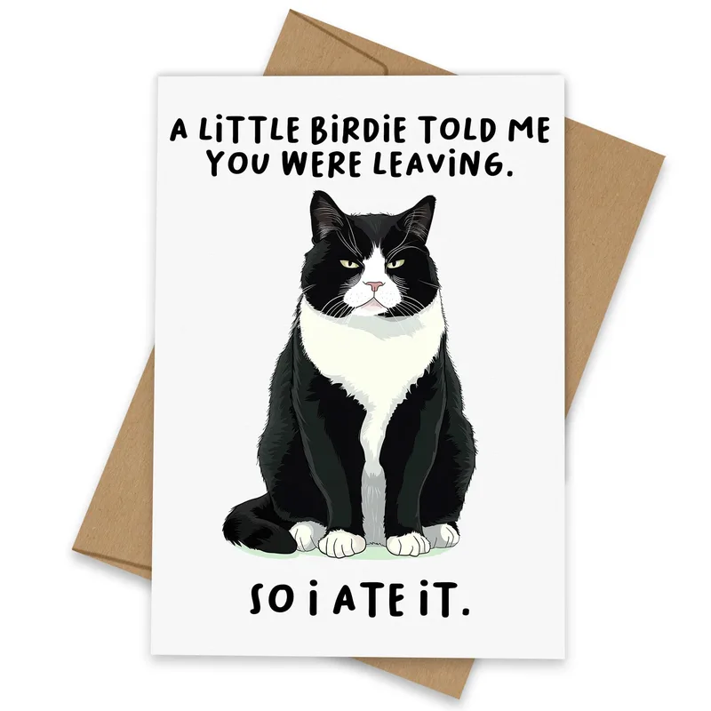 Cat Goodbye Card: A Little Birdie Told Me