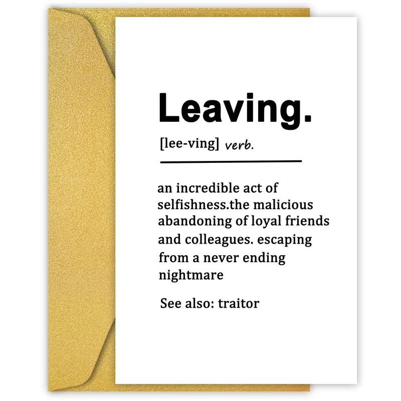 Leaving Lee-ving Verb Card for a Coworker Who Is Moving On