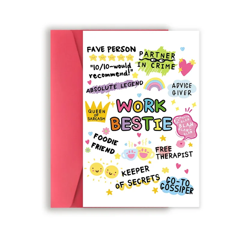 Best Coworker Card: Work Bestie Doodles and Inside Jokes