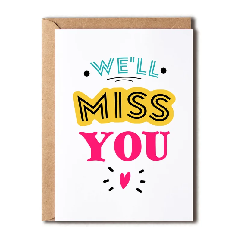 Farewell Wishes Card: We'll Miss You in Bold Color
