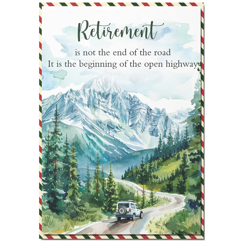 Retirement Open Road Card: Mountain Highway Design