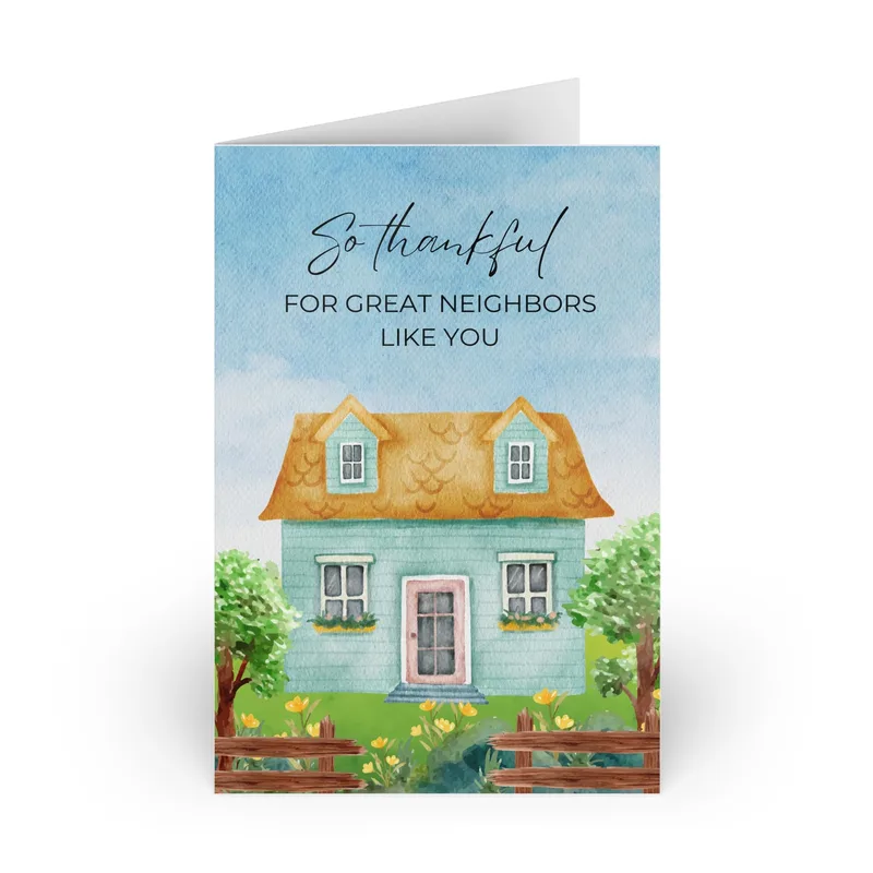 Thankful Neighbors Card: A Blue House Thank You