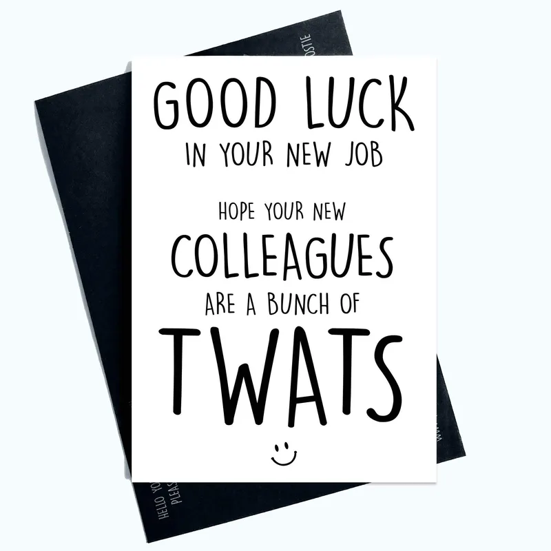 Good Luck in Your New Job Card with a Cheeky Twist
