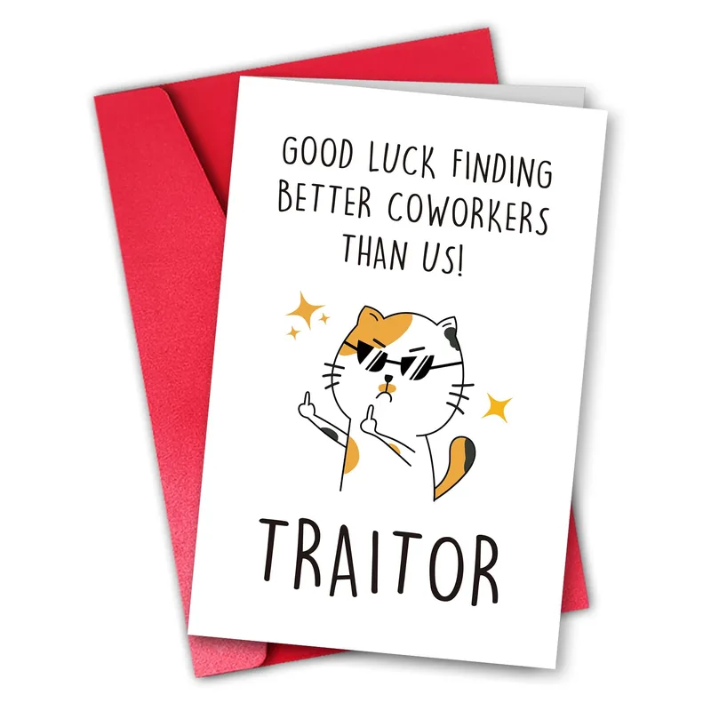 Calico Cat Sunglasses Card for a Departing Coworker