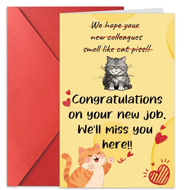 Cat Lover New Job Card: A Cheeky Send-Off With Cats