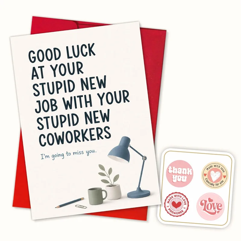 Desk Lamp Minimalist Illustration Card for a Coworker Who Is Leaving