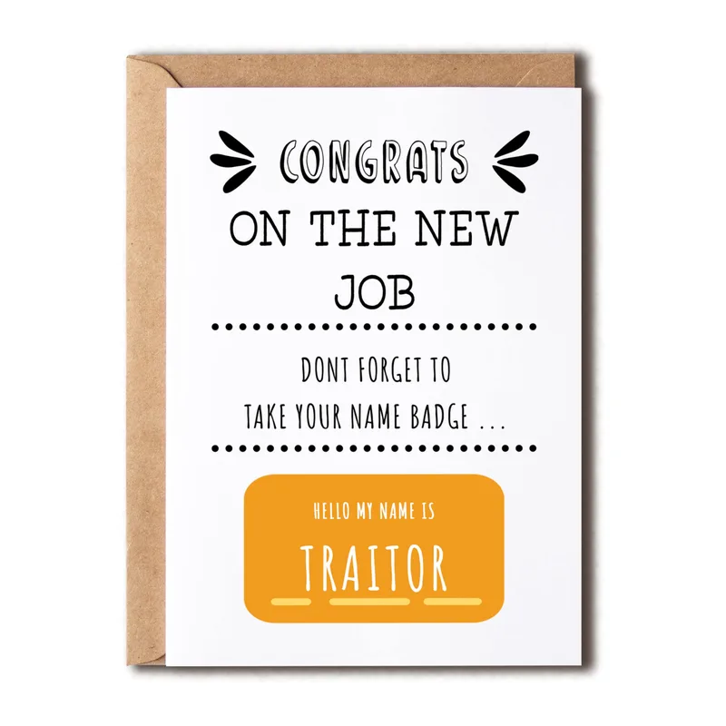 Leaving Company Card: Funny Traitor Name Badge Design for a New Job