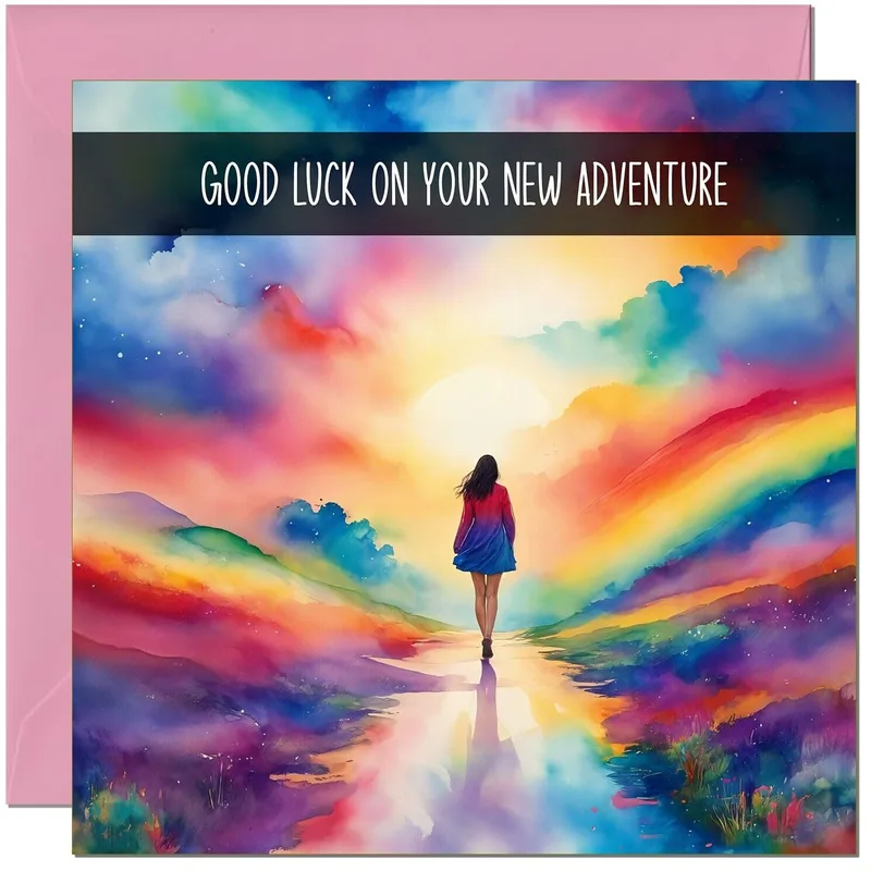 Watercolor Rainbow Path Card for Your New Adventure