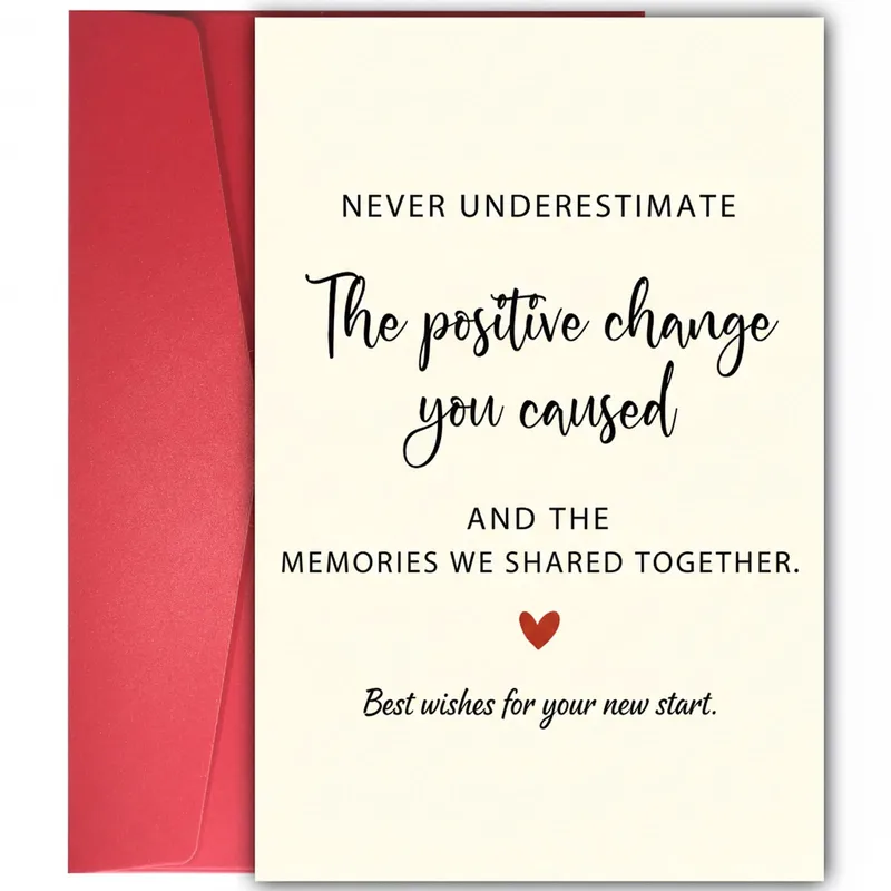 Best Wishes New Start Card with a Red Heart and Warm Words
