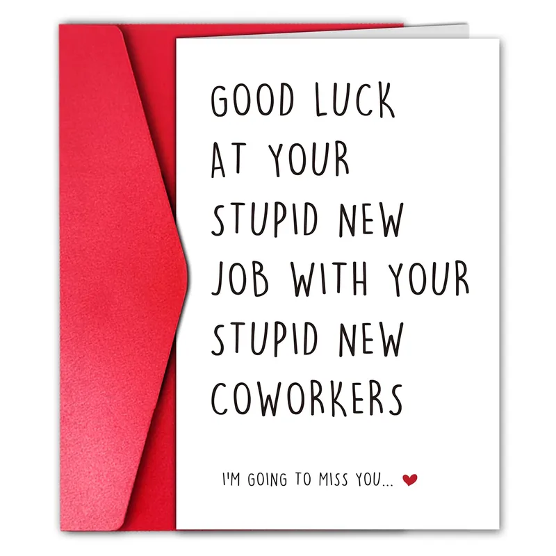Red Envelope Minimalist Text Card for a New Job Farewell