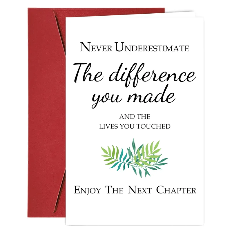 Green Leaves Minimalist Card for Your Coworker's Next Chapter