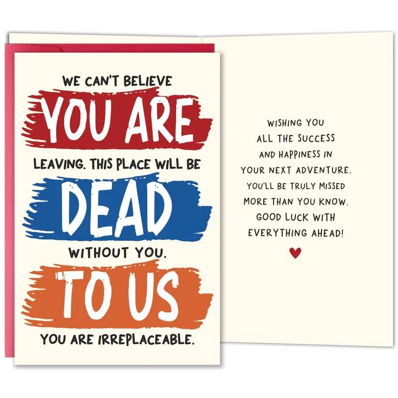 Bold Red Blue Orange Card for a Departing Coworker