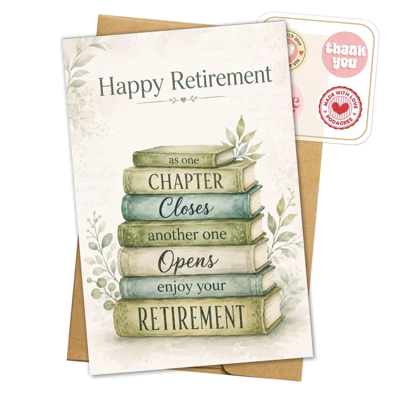 Book Lover Retirement Card: A Stack of Storybooks