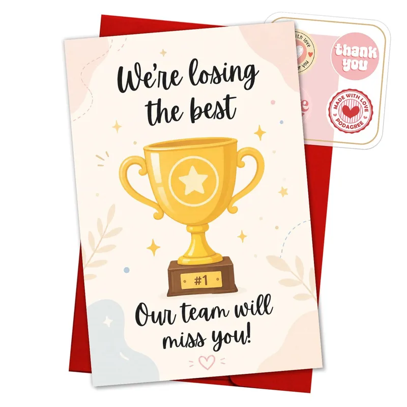 Best Coworker Leaving Card: A Gold Trophy Farewell