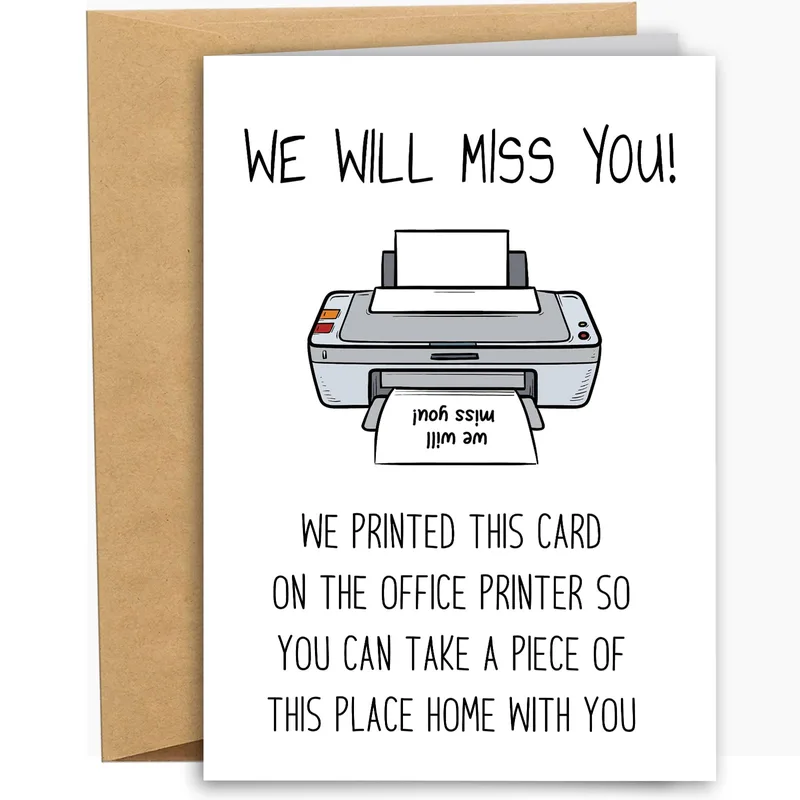 Office Printer Farewell Card: a goodbye that comes out of the printer