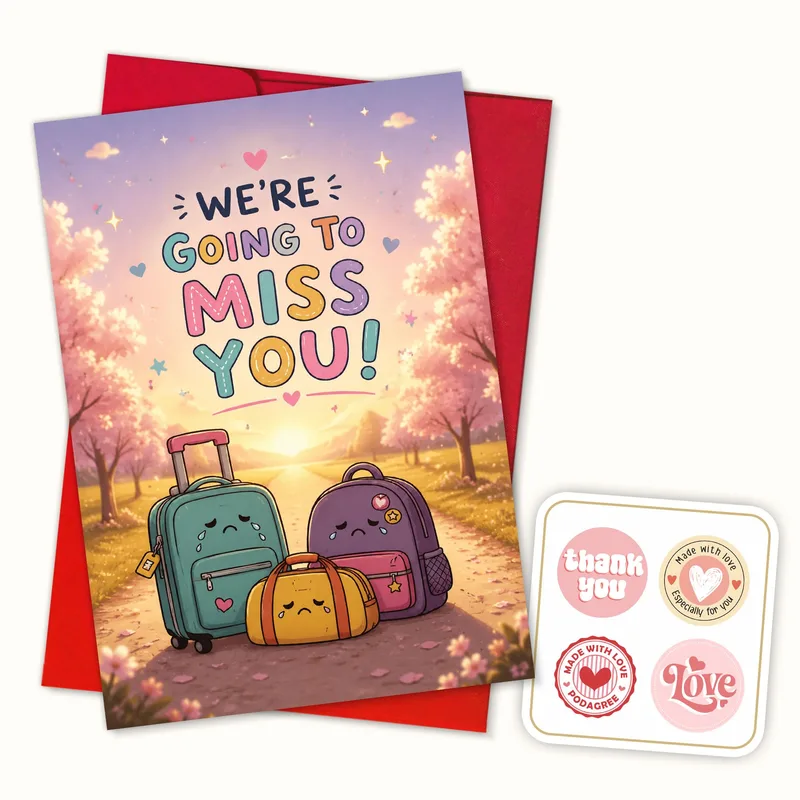 We're Going Card: Cute Miss You Farewell Greeting Card